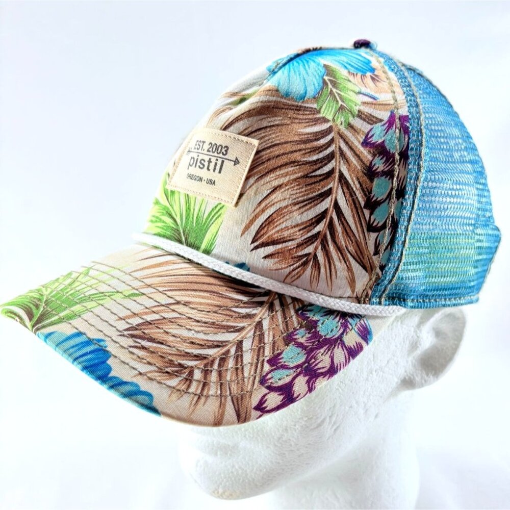 Pistil‎ Tropical Print Rope Trim Womens Snapback Trucker Hat Cap